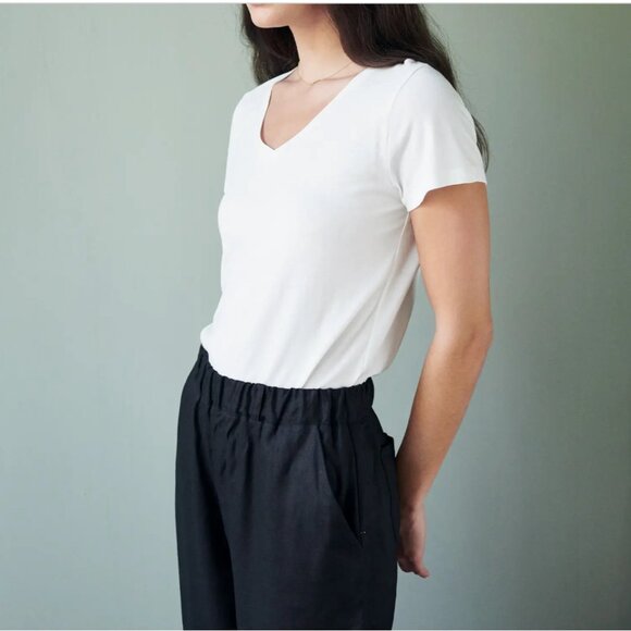 2 Pack Quince Cotton Modal V Neck Tee - Picture 3 of 4